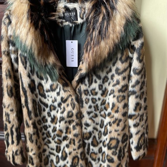 Guess Animal Print Faux Fur coat 12 Youth - new with tags - Picture 5 of 8